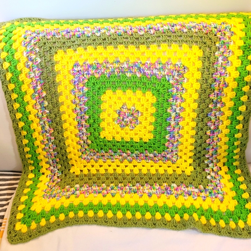Colorful Crochet Blanket Throw Grannychic